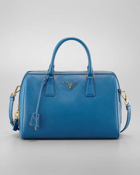 Prada Saffiano Medium Satchel Bag, Cobalto